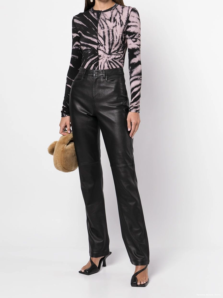 Affordable straight-leg Women Versace trousers leather 0812